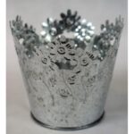 Ocynkowany Doniczka Dekoracyjna z Motywem Kwiatowym - obrazek 2