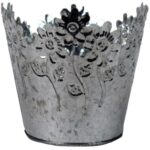Ocynkowany Doniczka Dekoracyjna z Motywem Kwiatowym