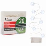 Lampki Choinkowe LED w Kształcie Śnieżynki na Druciku, Zasilane Bateriami, Kolor Zimny Biały