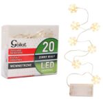 Lampki Świąteczne: 20 LED Śnieżynki na Niewidocznym Druciku, Ciepłe Białe światło, Zasilane Bateriami AA - obrazek 2
