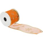 Wstążka dekoracyjna 6.5 cm na szpuli pomarańczowa - obrazek 3