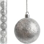 KPL.6 BOMBEK PLASTIKOWYCH BROKATOWYCH 6 CM SREBRNE