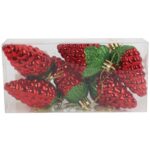 Zestaw 6 Czerwonych Bombek w Kształcie Poziomek, 7 cm, Plastikowych - obrazek 2