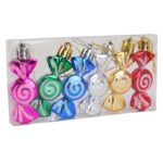 Komplet 6 bombek w kształcie cukierków kolorowe