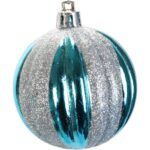 Komplet 16 Bombek Plastikowych 6 cm w Odcieniach Błękitu i Bieli z Brokatem w Eleganckim Opakowaniu - obrazek 3