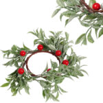 Wianek z jarzębiny z liśćmi stroik 20 cm DEKORACJA NA ŚWIECZKĘ ŚWIĘTA