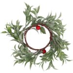 Wianek z jarzębiny z liśćmi stroik 20 cm DEKORACJA NA ŚWIECZKĘ ŚWIĘTA - obrazek 2