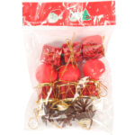 Komplet 12 ozdób bożonarodzeniowych mix z szyszkami czerwono złote - obrazek 2