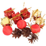 Komplet 12 ozdób bożonarodzeniowych mix z szyszkami czerwono złote - obrazek 3