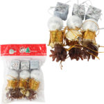 Komplet 12 ozdób bożonarodzeniowych mix z szyszkami SREBRNO ZŁOTE