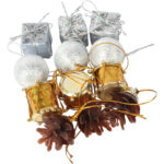 Komplet 12 ozdób bożonarodzeniowych mix z szyszkami SREBRNO ZŁOTE - obrazek 3