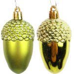 Zestaw 6 Plastikowych Bombek Bożonarodzeniowych - Zielone Żołędzie - obrazek 3