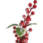 GAŁĄZKA JARZĘBINY Z OŚNIEŻONYMI LIŚĆMI  67 CM czerwona - obrazek 3