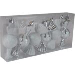 Zestaw 6 Srebrnych Bombek w Kształcie Cukierków z Brokatem - obrazek 2