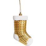 Zestaw 3 Bombek Bożonarodzeniowych w Kształcie Skarpet 10 cm – Wytrzymałe i Dekoracyjne Ozdoby Świąteczne Złote - obrazek 3