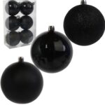 Zestaw 6 Czarnych Bombek Plastikowych 6cm w Przezroczystym Pudełku