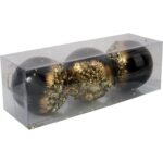 Kpl. 3 bombek plastikowych 8cm czarno złote I - obrazek 2