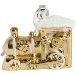 Zestaw 3 Bombek Bożonarodzeniowych w Kształcie LOKOMOTYWY 7 cm – Wytrzymałe i Dekoracyjne Ozdoby Świąteczne ZŁOTE - obrazek 3