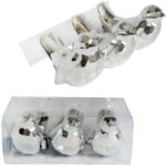 Zestaw 3 Bombek Bożonarodzeniowych w Kształcie PTAKÓW 6 cm – Wytrzymałe i Dekoracyjne Ozdoby Świąteczne Srebrne