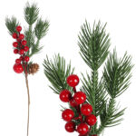 GAŁĄZKA OZDOBNA ŚWIĘTA STROIK BOŻE NARODZENIE GAŁĄZKI SZTUCZNE JARZĘBINA 35 CM