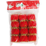 Komplet 12 ozdób bożonarodzeniowych BĘBENKI FLOKOWANE czerwone - obrazek 2