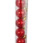 Zestaw 16 bombek plastikowych w tubie 3 cm czerwone - obrazek 3