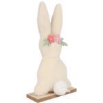 ZAJĄCZEK ZAJĄC FUTERKOWY KRÓLIK WIELKANOCNY NA DREWNIANEJ PODSTAWIE z dekoracją 25 CM - obrazek 2