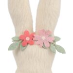 ZAJĄCZEK ZAJĄC FUTERKOWY KRÓLIK WIELKANOCNY NA DREWNIANEJ PODSTAWIE z dekoracją 25 CM - obrazek 3