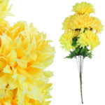 Bukiet 7 dużych chryzantem w kolorze żółtym 74 cm