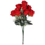BUKIET 12 RÓŻ Z  DODATKAMI sztuczne kwiaty do wazonu KOMPOZYCJA czerwona 48 cm - obrazek 2