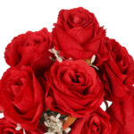 BUKIET 12 RÓŻ Z  DODATKAMI sztuczne kwiaty do wazonu KOMPOZYCJA czerwona 48 cm - obrazek 3