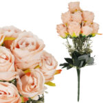 BUKIET 12 RÓŻ Z  DODATKAMI sztuczne kwiaty do wazonu KOMPOZYCJA kremowa 48 cm