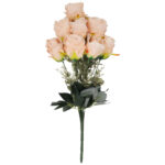 BUKIET 12 RÓŻ Z  DODATKAMI sztuczne kwiaty do wazonu KOMPOZYCJA kremowa 48 cm - obrazek 2