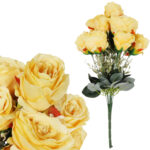 BUKIET 12 RÓŻ Z  DODATKAMI sztuczne kwiaty do wazonu KOMPOZYCJA żółta 48 cm