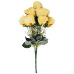 BUKIET 12 RÓŻ Z  DODATKAMI sztuczne kwiaty do wazonu KOMPOZYCJA żółta 48 cm - obrazek 2