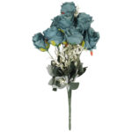 BUKIET 12 RÓŻ Z  DODATKAMI sztuczne kwiaty do wazonu KOMPOZYCJA niebieska 48 cm - obrazek 2