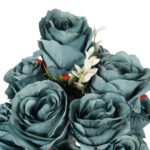 BUKIET 12 RÓŻ Z  DODATKAMI sztuczne kwiaty do wazonu KOMPOZYCJA niebieska 48 cm - obrazek 3