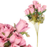 BUKIET 9 RÓŻ 42 CM KOLOR JASNO RÓŻOWY