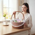 Serwetka BIAŁA DO KOSZYCZKA WIELKANOCNEGO święconki 24 x 24 cm - obrazek 2