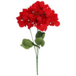 BUKIET 5 HORTENSJI sztuczne kwiaty do wazonu KOMPOZYCJA czerwona 48 cm - obrazek 2