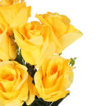 BUKIET 7 RÓŻ Z BUKSZPANEM żółty 52 cm - obrazek 3