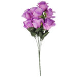 BUKIET 7 RÓŻ Z BUKSZPANEM fioletowy 52 cm - obrazek 2