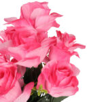 BUKIET 7 RÓŻ Z BUKSZPANEM różowy 52 cm - obrazek 3