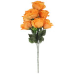 BUKIET 7 RÓŻ Z BUKSZPANEM pomarańczowy 52 cm - obrazek 2