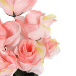 BUKIET 7 RÓŻ Z BUKSZPANEM łososiowy 52 cm - obrazek 3