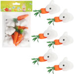 ZAJĄCE I MARCHEWKI wielkanocne do dekoracji 12 szt na STROIK 5 cm
