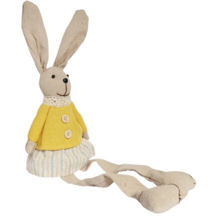 Zając siedzący Ozdoba Wielkanocna Figurka w żółtej sukience 30 cm