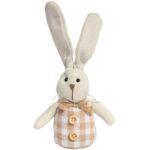Zając STOJĄCY lniany Ozdoba Wielkanocna Figurka 20 cm CH