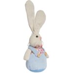 Zając STOJĄCY lniany Ozdoba Wielkanocna Figurka niebieska 19 cm - obrazek 2