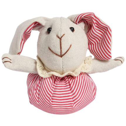 Zając STOJĄCY lniany Ozdoba Wielkanocna Figurka 16 cm